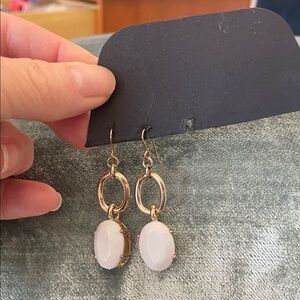 Elegant Gold and White Dangle Earrings